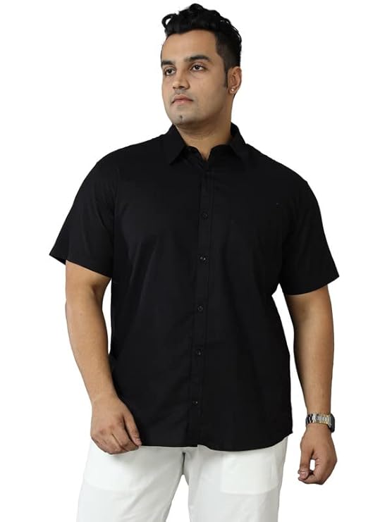 Men s Rich Black Solid Half Sleeve Shirt C181# Men s Rich Black Solid Half Sleeve Shirt C181#