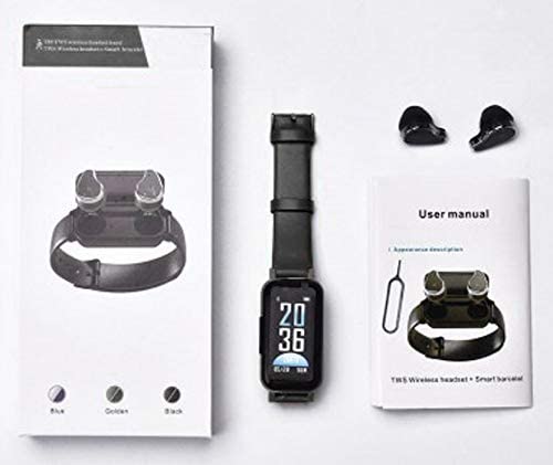 T89 tws Smartwatch TWS Bluetooth Headphone Fitness Bracelet Heart Rate Monitor Waterproof - Black X2920575 - Tuzzut.com Qatar Online Shopping