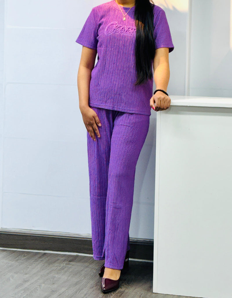 Women Trendy Round Neck Summur Crop Co-ord Set TZ4514 - TUZZUT Qatar Online Shopping