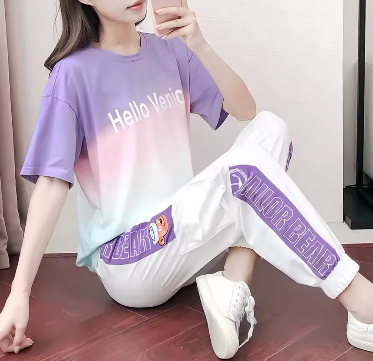 Sportswear Set Women Loose Korean Style Fashion Slimming Casual Two-Piece Set 557778 Sportswear Set Women Loose Korean Style Fashion Slimming Casual Two-Piece Set 557778