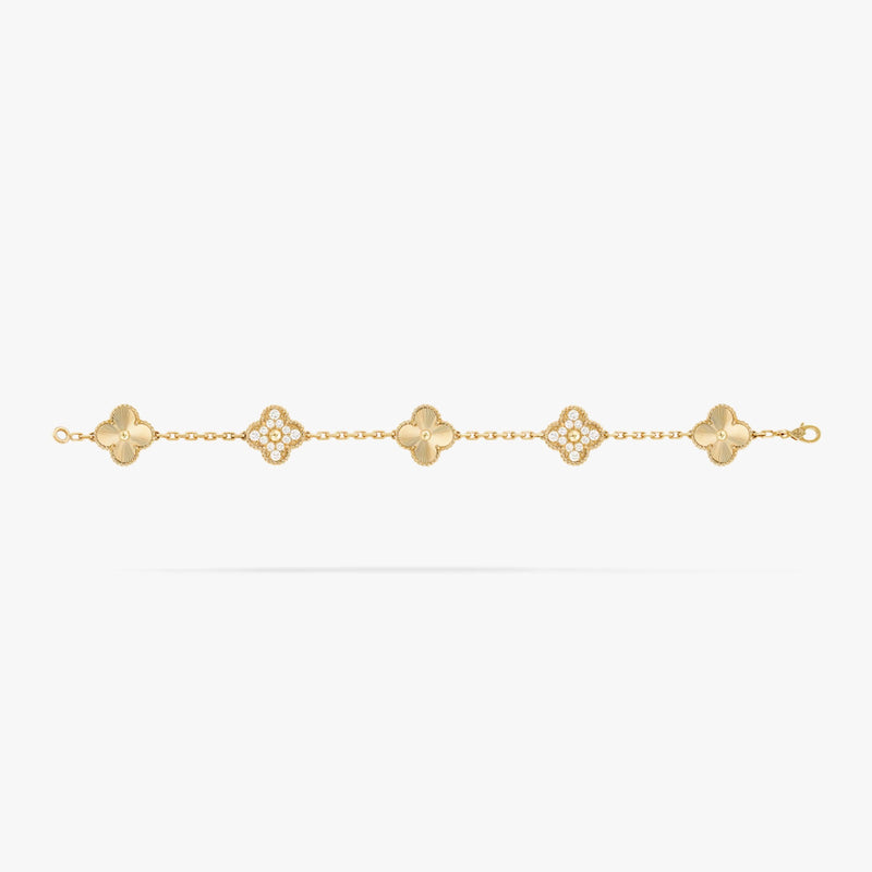 Vintage Bracelet Yellow Gold Diamond 5 motifs S503910711 - TUZZUT Qatar Online Shopping