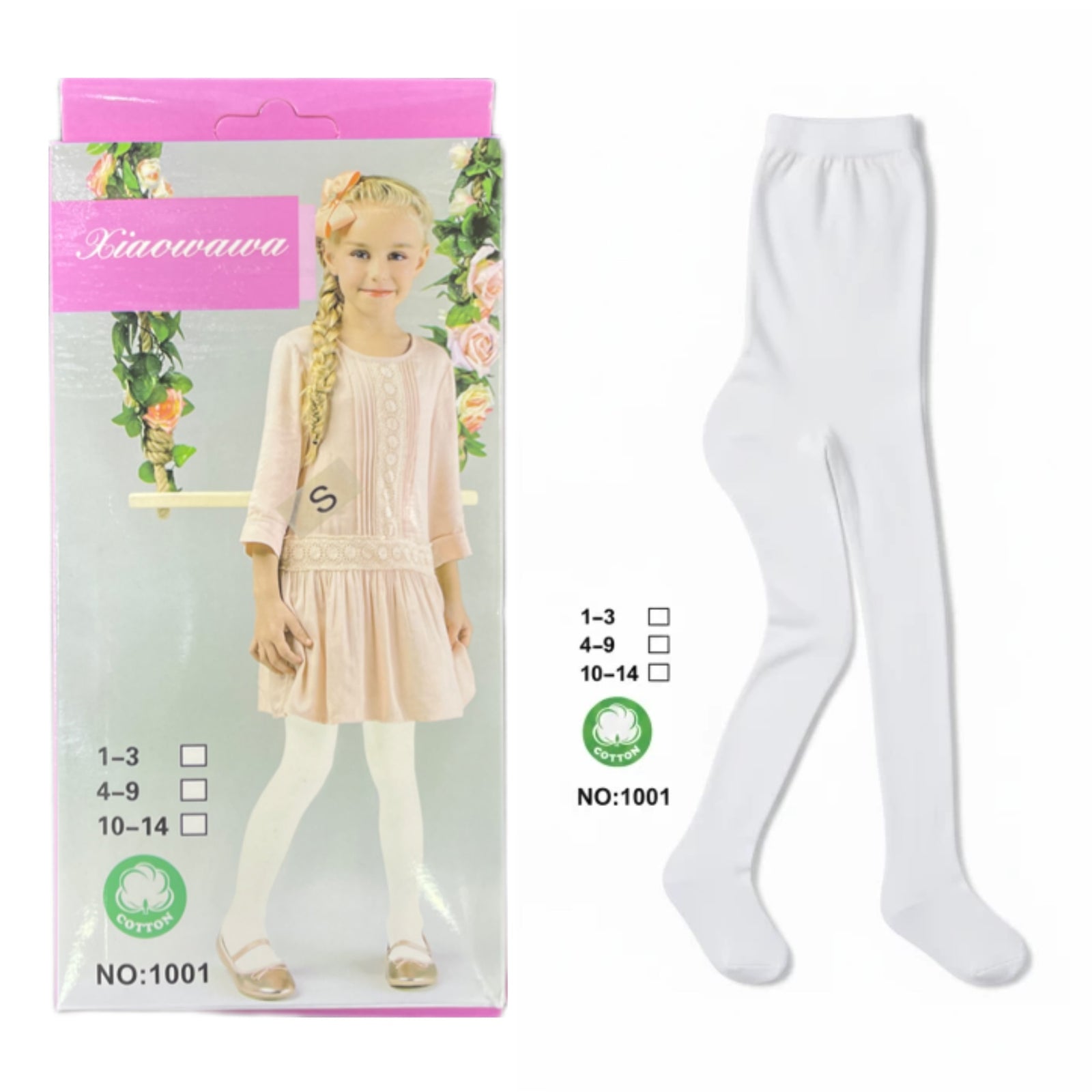 Girls White Tights - Comfortable Blend No.1001