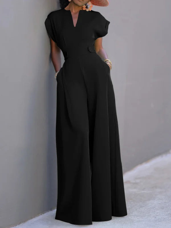 Urban Cap Sleeve Solid Color Wide Leg Jumpsuits 112913 Urban Cap Sleeve Solid Color Wide Leg Jumpsuits 112913