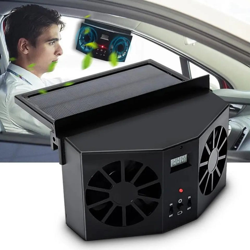 Car Auto Solar Fan Window Cooling Air Vent Vehicle Ventilation Two Hood Auto Exhaust