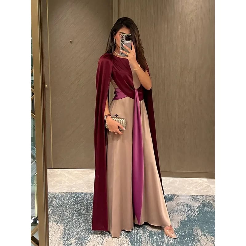 Women's Elegant Patchwork Cape Jumpsuit XL S4934414 - Tuzzut.com Qatar Online Shopping