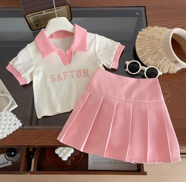 Girls' Short-Sleeved Shirt and Skirt Suit 541461 Girls' Short-Sleeved Shirt and Skirt Suit 541461