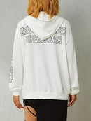 Hoodie New Harajuku Fashion Hoodie Round Neck Loose Letter Hot Diamond Full Zipper Sweater Hip Hop Punk Streetwear S4787235 - Tuzzut.com Qatar Online Shopping