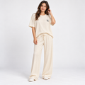 Women’s Short-Sleeve Top and Wide-Leg Trouser Set T-30