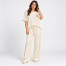 Women’s Short-Sleeve Top and Wide-Leg Trouser Set T-30