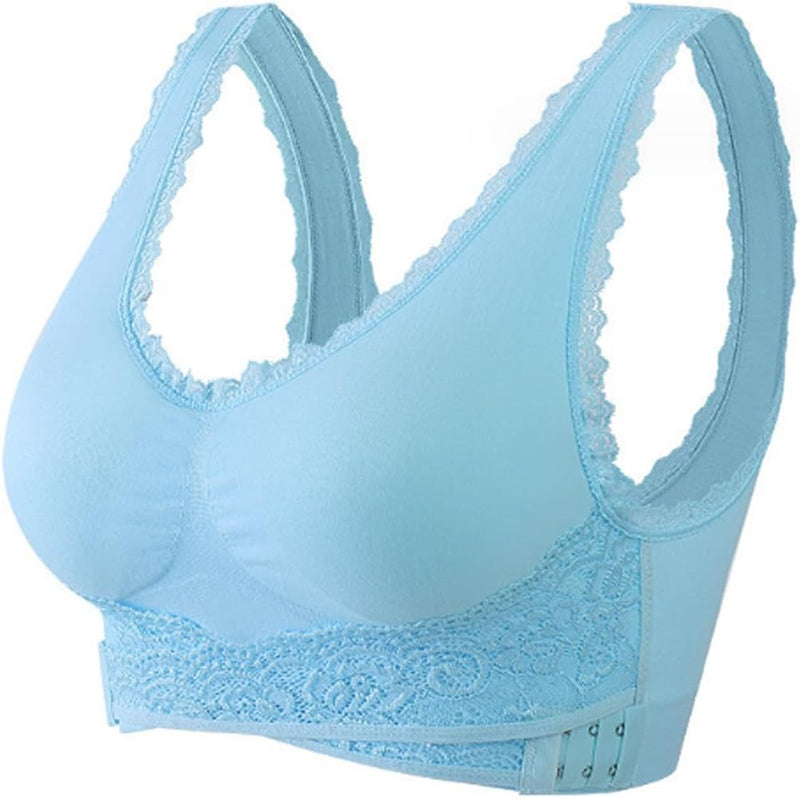 Tourmaline Shaping Wireless Silky Bra, Front Cross Bras Side Buckle Lace Bra B8812 - TUZZUT Qatar Online Shopping