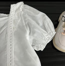 Girls Suit Lace Hollow Shirt Fake Two Denim Shorts   285166 - TUZZUT Qatar Online Shopping