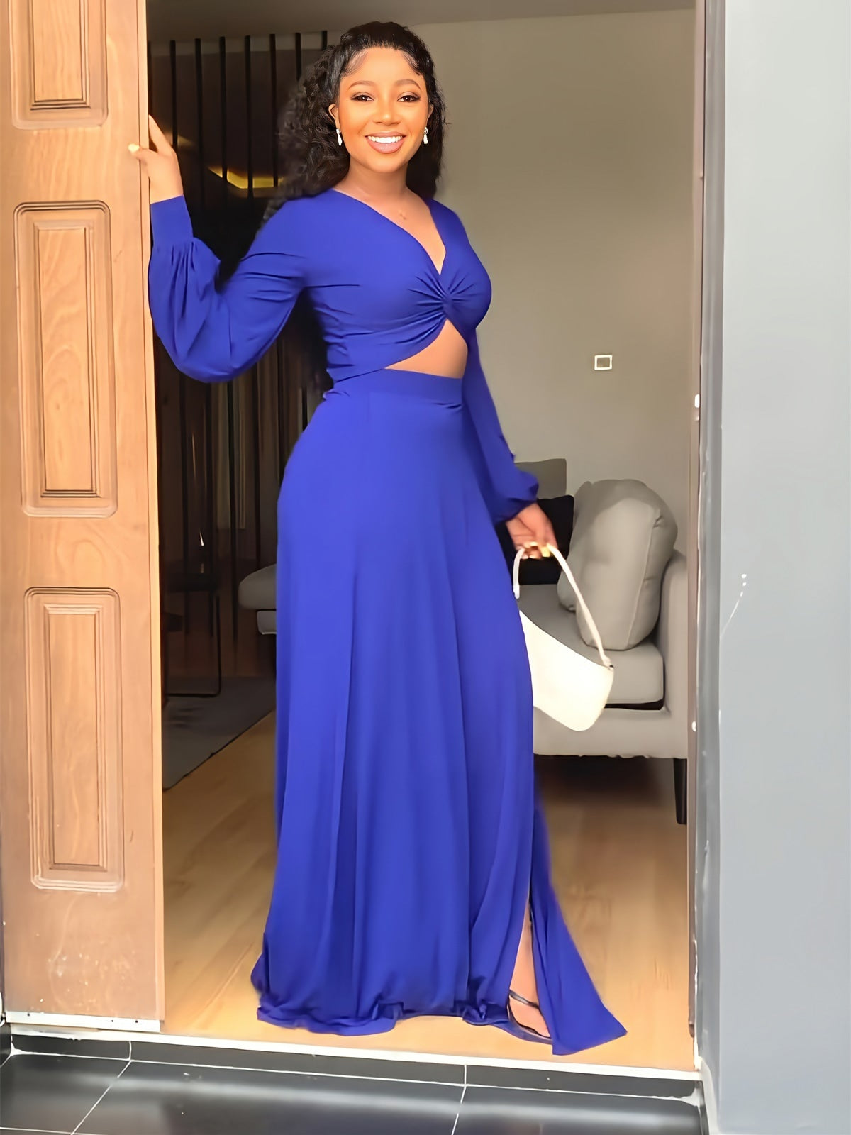 2 Pcs Women's Long Sleeve Solid Color Skirts Set S 408240 2 Pcs Women's Long Sleeve Solid Color Skirts Set S 408240