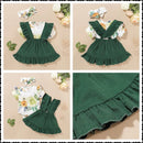 3-piece Baby Girl Clothes Toddler Floral Print Bodysuit Suspender Headband Set Newborn Infant Baby Girls Ruffled Sunflower 4-5 X4473340 - Tuzzut.com Qatar Online Shopping