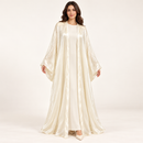 Women’s Ivory Sheer Open-Front Long Abaya-D1