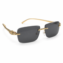 Gold Leopard Detail Rimless Rectangular Sunglasses-44
