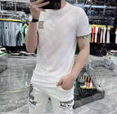 Men's Summer T-Shirt Casual Style Ice Silk Short Sleeves Round Neck T-Shirt Fashionable Letter Printed Design   S649720 - TUZZUT Qatar Online Shopping