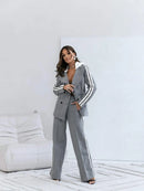 Women's gray suit, jacket and pants 128179