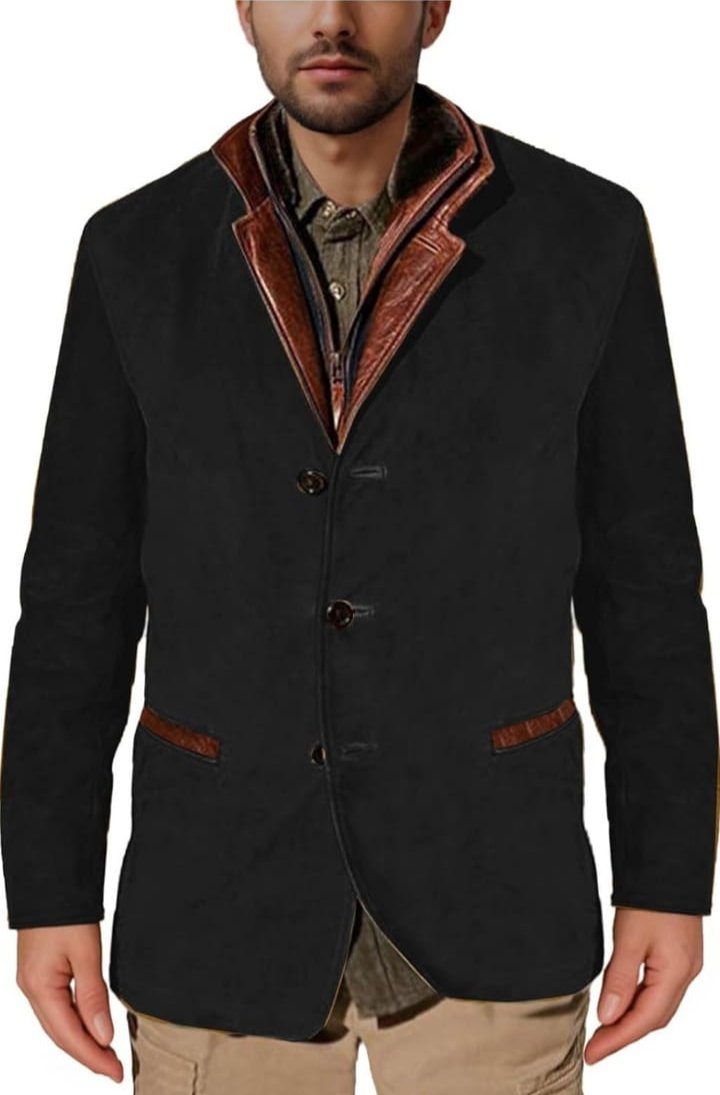 New Men's Fashion Retro Casual Jacket Lapel Workwear Top S9262321