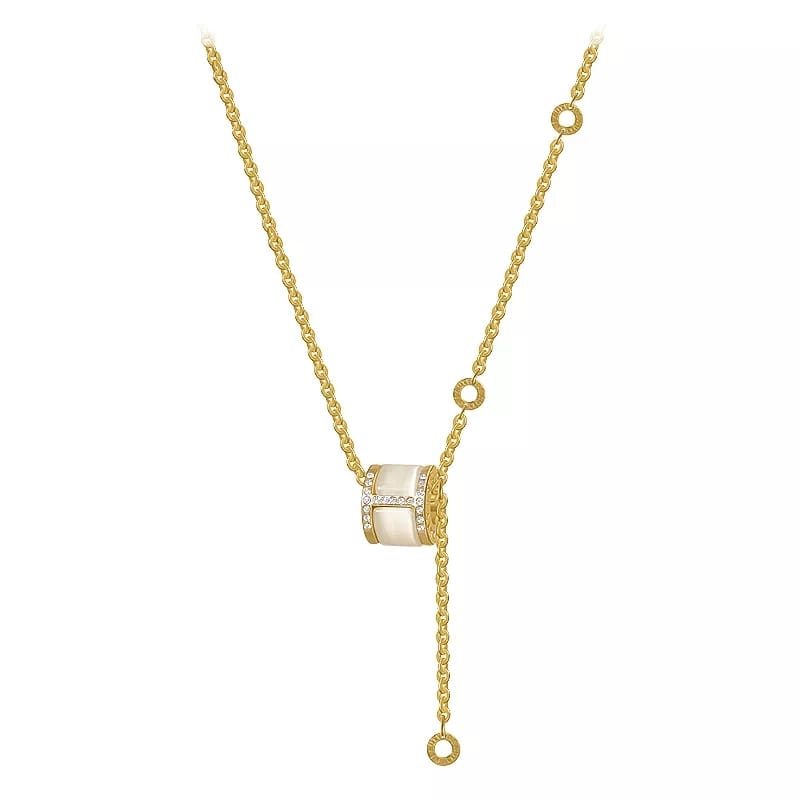 Design Sense Opals Luxurious Pendant Titanium Steel Necklace Model-14 Design Sense Opals Luxurious Pendant Titanium Steel Necklace Model-14