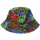 Black Multicolour Graffiti Print Bucket Hat MF1935