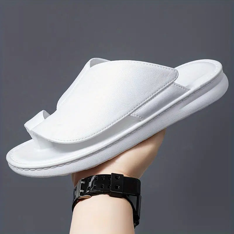 Non-slip Soft-soled Casual Men's Slippers White MS24 - TUZZUT Qatar Online Shopping