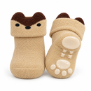 1 Pair Baby Bear Face Fuzzy Grip Socks 1557607– Beige & Brown