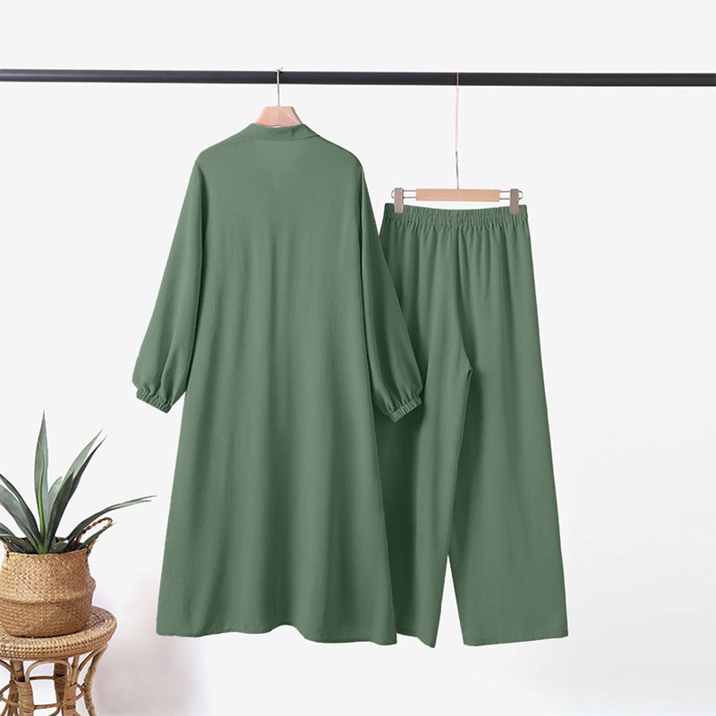 Turkey Abaya Suit Women Long Shirts Wide Leg Pants P568974 - TUZZUT Qatar Online Shopping