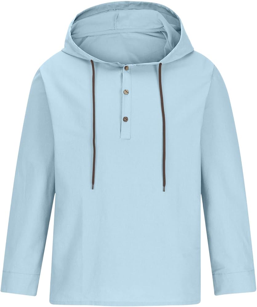 Hoodies for Men, Long Sleeve Hooded Casual Shirts Button Neck Pullover Top HD0220 Hoodies for Men, Long Sleeve Hooded Casual Shirts Button Neck Pullover Top HD0220