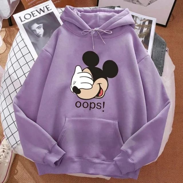 Oops Printed Fleece Full Sleeves Pull Over Hoodie TZ7045 - TUZZUT Qatar Online Shopping