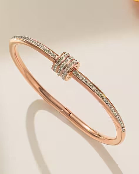 Diamond-Studded Rose Gold Bracelet DN2113 - TUZZUT Qatar Online Shopping