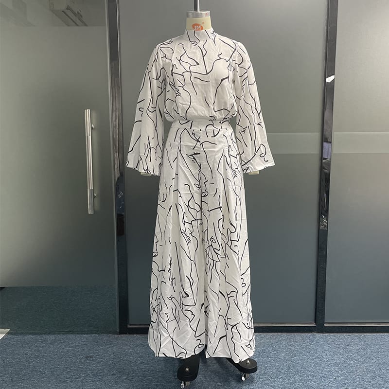 Wefads Women Jumpsuit Autumn Elegant Casual Long Sleeve Art Print Tie Nipped Waist Loose Wide Legs Pants Sets For Female 2XL B-56564 Wefads Women Jumpsuit Autumn Elegant Casual Long Sleeve Art Print Tie Nipped Waist Loose Wide Legs Pants Sets For Female 2XL B-56564