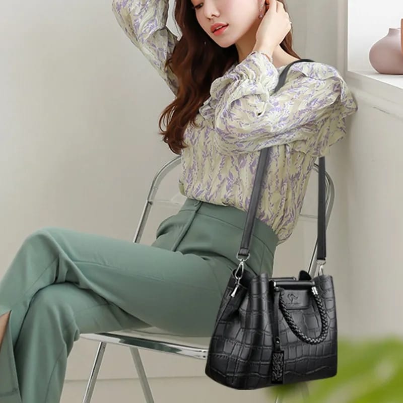 Luxury PU Leather Messenger Bag Designer Famous Brand Crocodile Leather Pattern Ladies Shoulder Bags Top Handbag S4331600 - Tuzzut.com Qatar Online Shopping