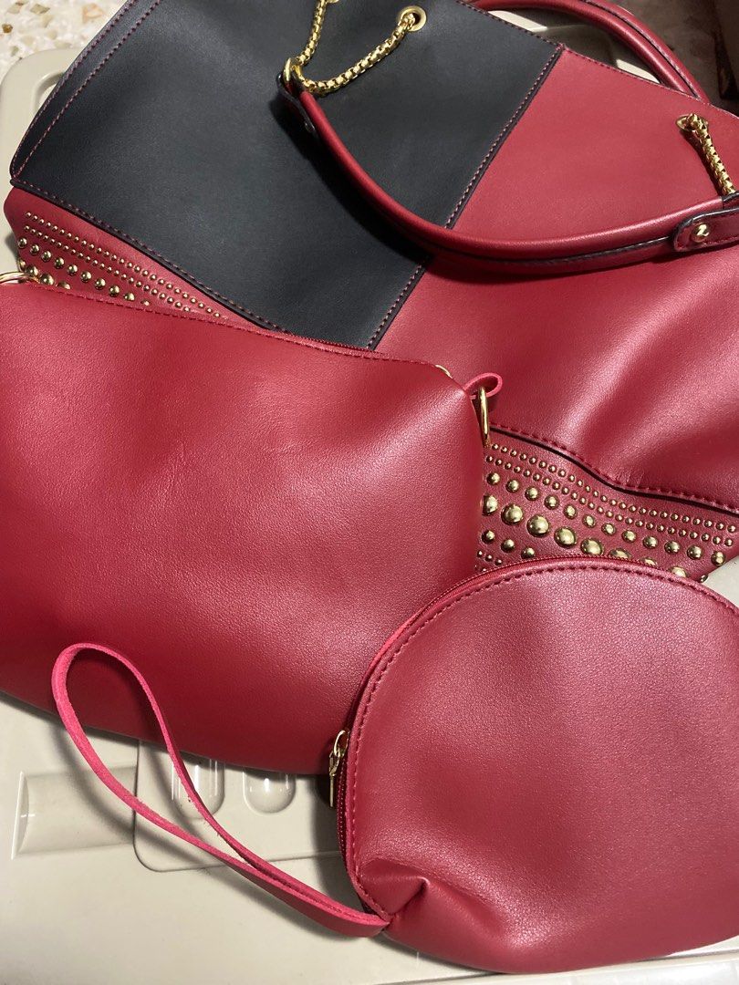 3 Piece Red & Black Handbag 1918 3 Piece Red & Black Handbag 1918