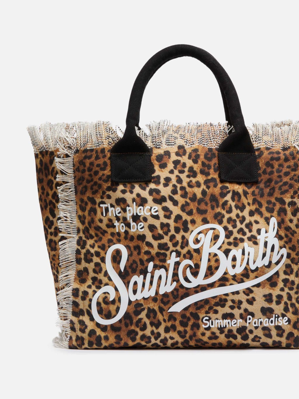 Cotton Canvas Vanity Tote Bag with Leopard Print MC2 Cotton Canvas Vanity Tote Bag with Leopard Print MC2