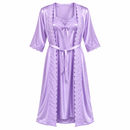 Women’s Lavender Satin Nightdress & Matching Robe Set-D5
