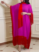 Magenta Mrs. Ross Fringed Crepe Kaftan s 070465279 - Tuzzut.com Qatar Online Shopping