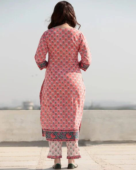 Women Cotton Mix Floral Printed Kurta Pant Dupatta Set - TPS459 Women Cotton Mix Floral Printed Kurta Pant Dupatta Set - TPS459