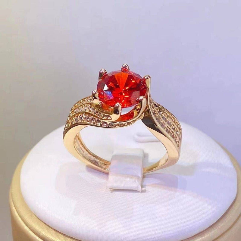 Love Rose Red Moissanite Ring FR363 - TUZZUT Qatar Online Shopping