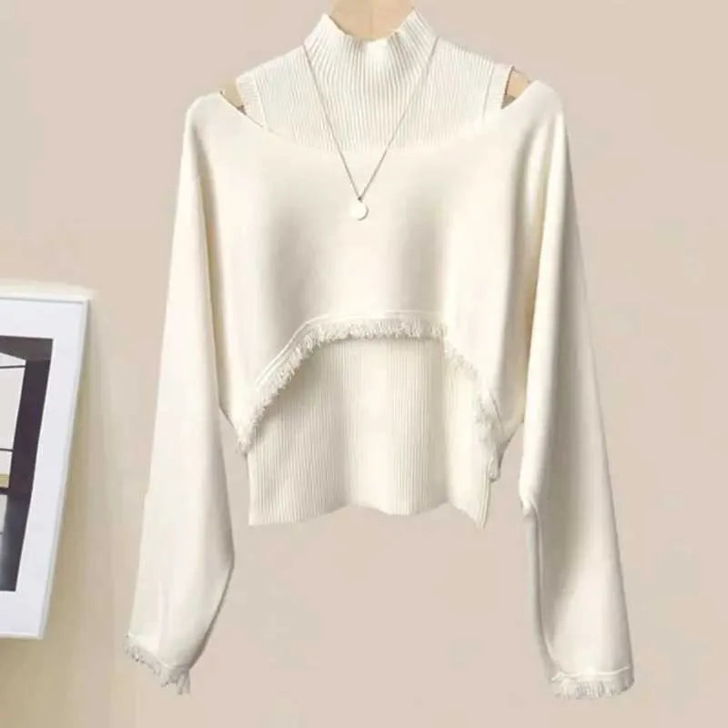Jewelobe Short Bolero High Neck Sleeveless Knit Ensemble S71