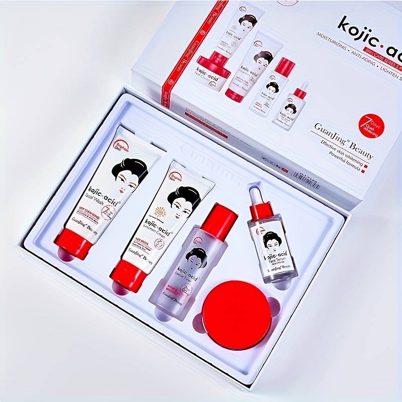 Kojic Acid Skin Care 5pcs Set, Contains Vitamin C And Ceramide, Moisturizing And Rejuvenating The Skin, Making The Skin Smooth And Delicate - TUZZUT Qatar Online Shopping