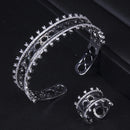 zircon Women's Wedding bangle with ring Gold Color jewelry set - Tuzzut.com Qatar Online Shopping