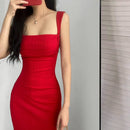 Red Dress Mini Summer Sexy Short Female Dress Elegant Women Dresses   S4957351 - TUZZUT Qatar Online Shopping