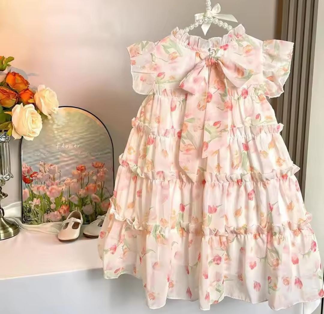 Girls Dress Full Print Flower Bow Dresses 1499302 Girls Dress Full Print Flower Bow Dresses 1499302