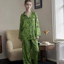 Long-sleeved silk pajamas suit, casual cardigan, home clothes, simulation, spring, autumn   X4400820 - TUZZUT Qatar Online Shopping