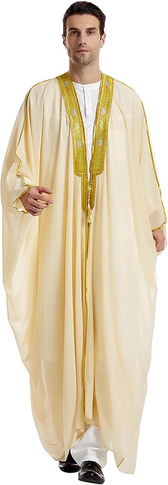 GladThink Muslim Arab Men's Chiffon Outerwear Thobe Thobe Thawb Caftan Dishdasha B300666 GladThink Muslim Arab Men's Chiffon Outerwear Thobe Thobe Thawb Caftan Dishdasha B300666