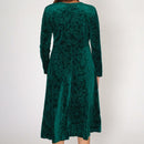 Floral Velvet Dress  Floral Mini Emerald Green Grunge Dress V Neck Party Dress Long Sleeve High Waist Minidress Vintage   S147220 - TUZZUT Qatar Online Shopping