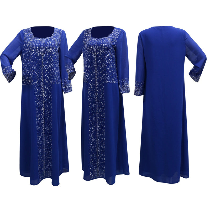Women's Long Sleeve Solid Color Rhinestones/Gems/Crystals Jalabiya XL 476404