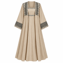 Women’s Beige Printed Open Robe & Maxi Dress Set-D12