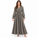Dark Navy Ditsy Floral Maxi Dress with Ruffle Cuffs MC-A42