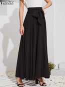 ZANZEA Elegant Women Summer Bow Tie A-line Holiday Skirt Faldas Saia Fashion Beach High Waist Solid Long Skirts Maxi Skirt Jupe 2XL S1844789 - Tuzzut.com Qatar Online Shopping
